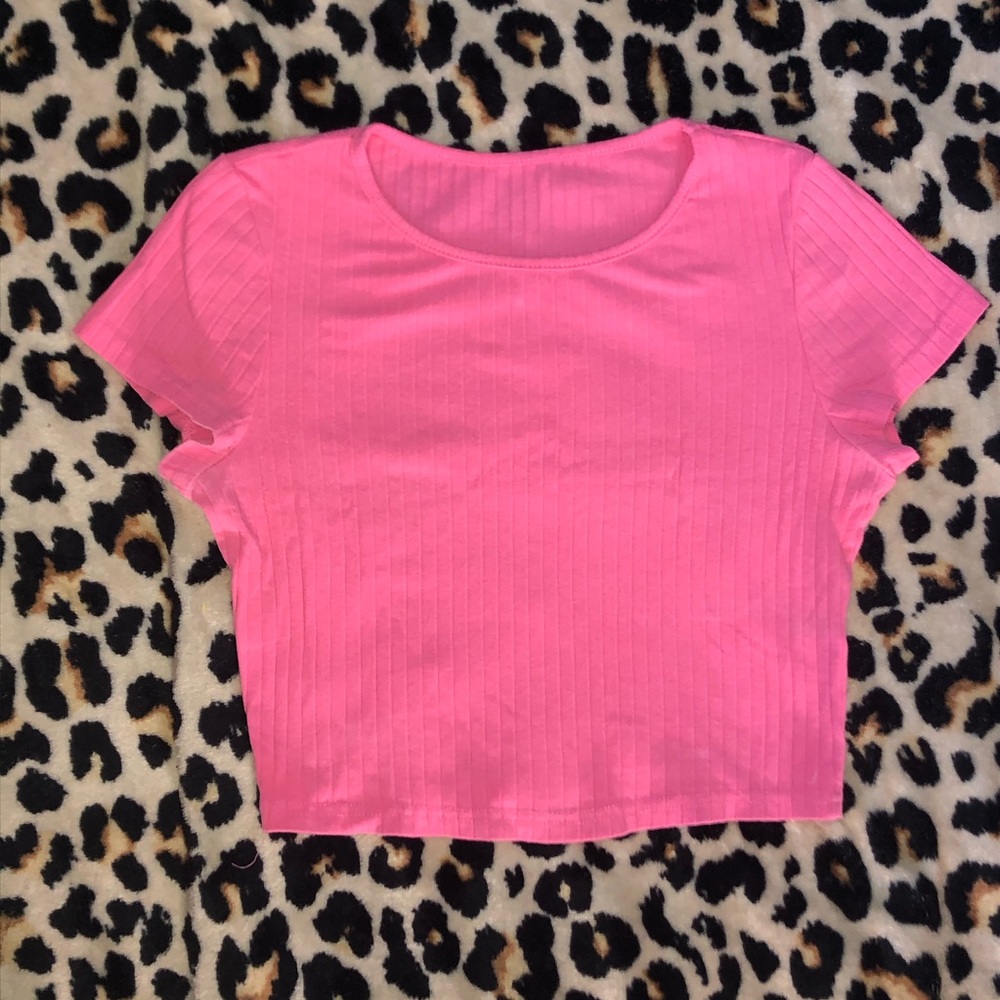 bright pink crop top